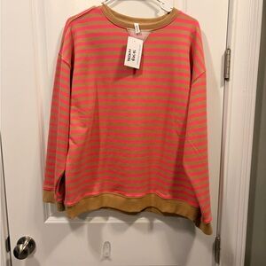 Wishlist Pink and brown Striped Sweatshirt